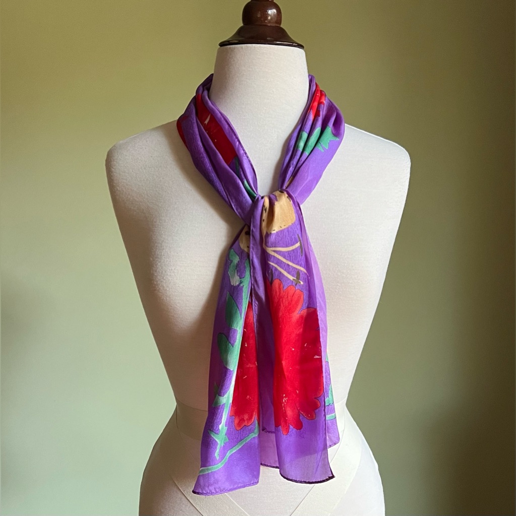 Floral Vera Scarf Vibrant Purple Silk Scarf Vintage Silk Scarf Floral Vera Scarf Vibrant Purple Silk Scarf Vintage Silk Scarf